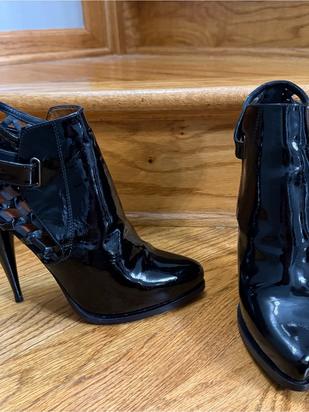 Givenchy Black Patent High-Heel Ankle Boots